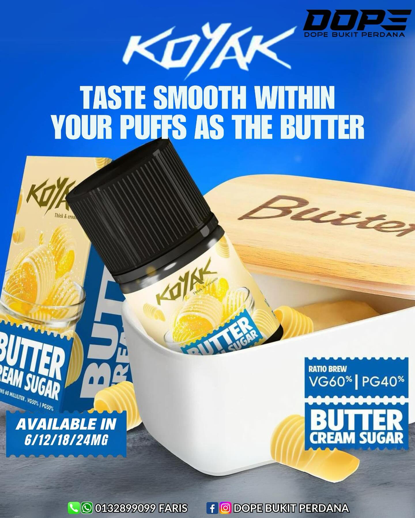 KOYAK 60ML FREEBASE BUTTER CREAM SUGAR PREMIUM - Image 2