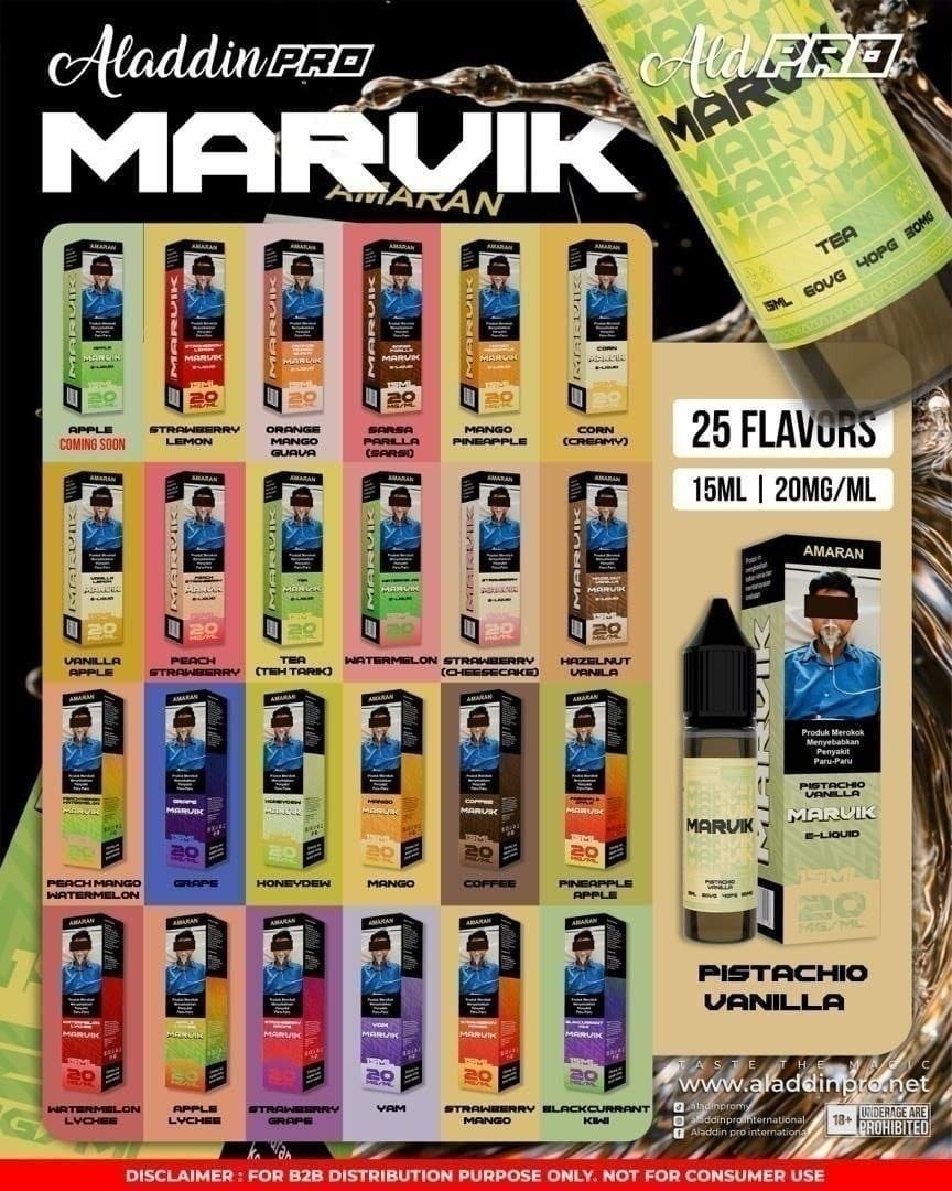 Aladdin Pro PE511 MARVIK FLAVOR 18K 18000 Puffs DSP Pod Fullset and Cartridge