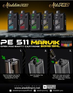 Aladdin Pro PE511 MARVIK 18K 18000 Puffs DSP Pod Fullset and Cartridge
